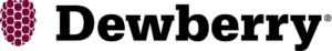 Dewberry logo with stylized purple berry cluster to the left of the text "Dewberry" in black serif font