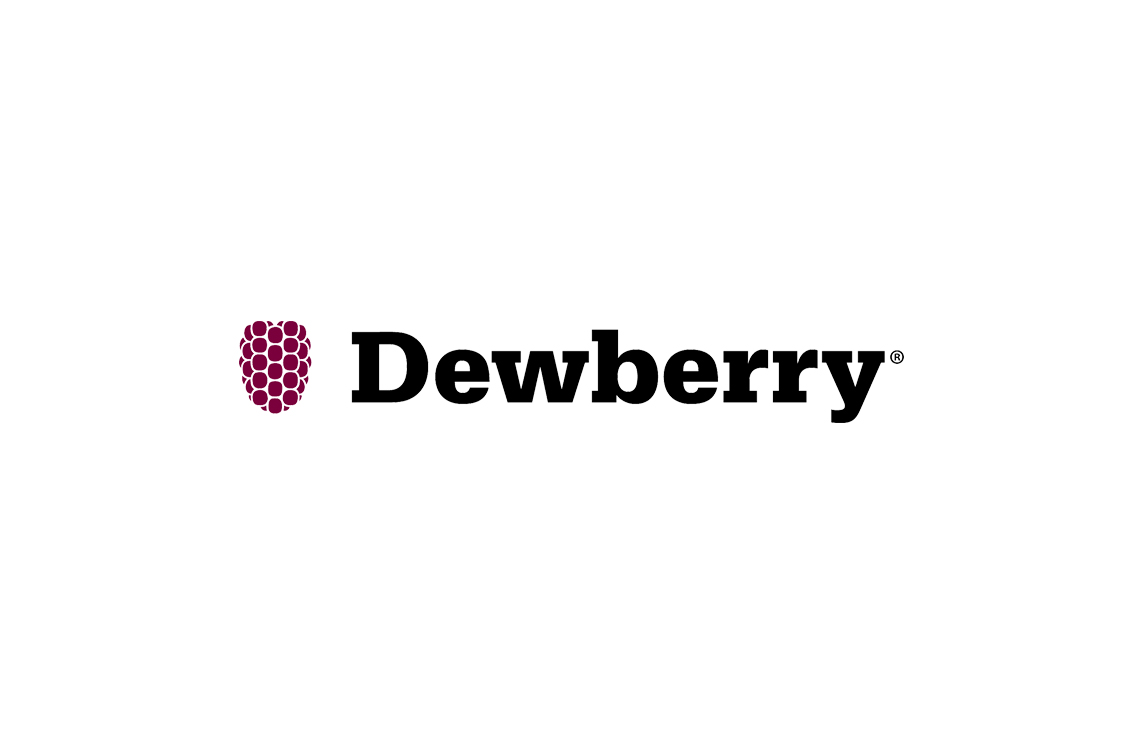 Dewberry logo, with a stylized purple berry to the left of the company's name in bold black text