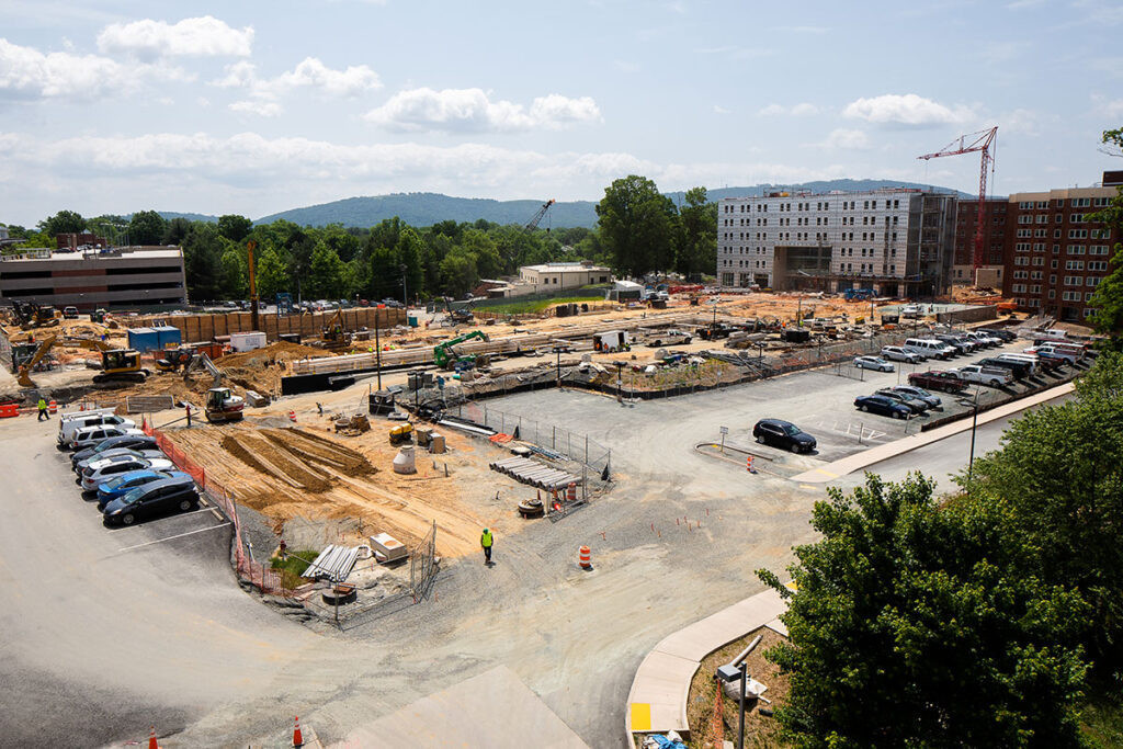 The site at UVA’s Brandon Avenue/Green Street is prepped for development and spans 14 acres. Photo courtesy of Dewberry.