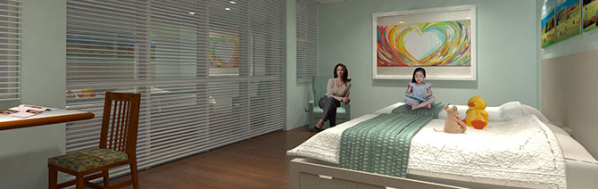 RonaldMcDonaldHouse_Wei.2 Each room includes two queen size beds and a wheelchair accessible bathroom.