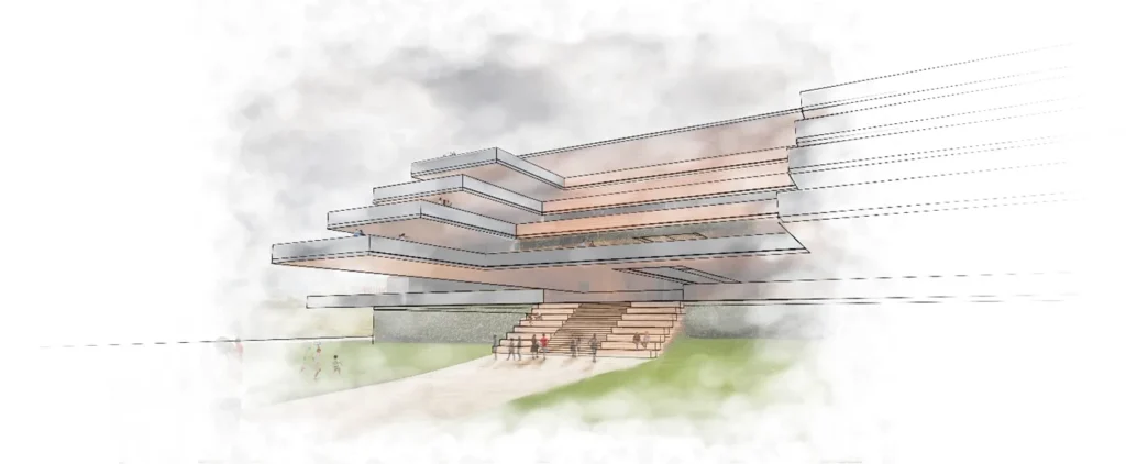 Interns reimagined public libraries to incorporate open and green spaces. Rendering by Nathanael Campos Jimenez.