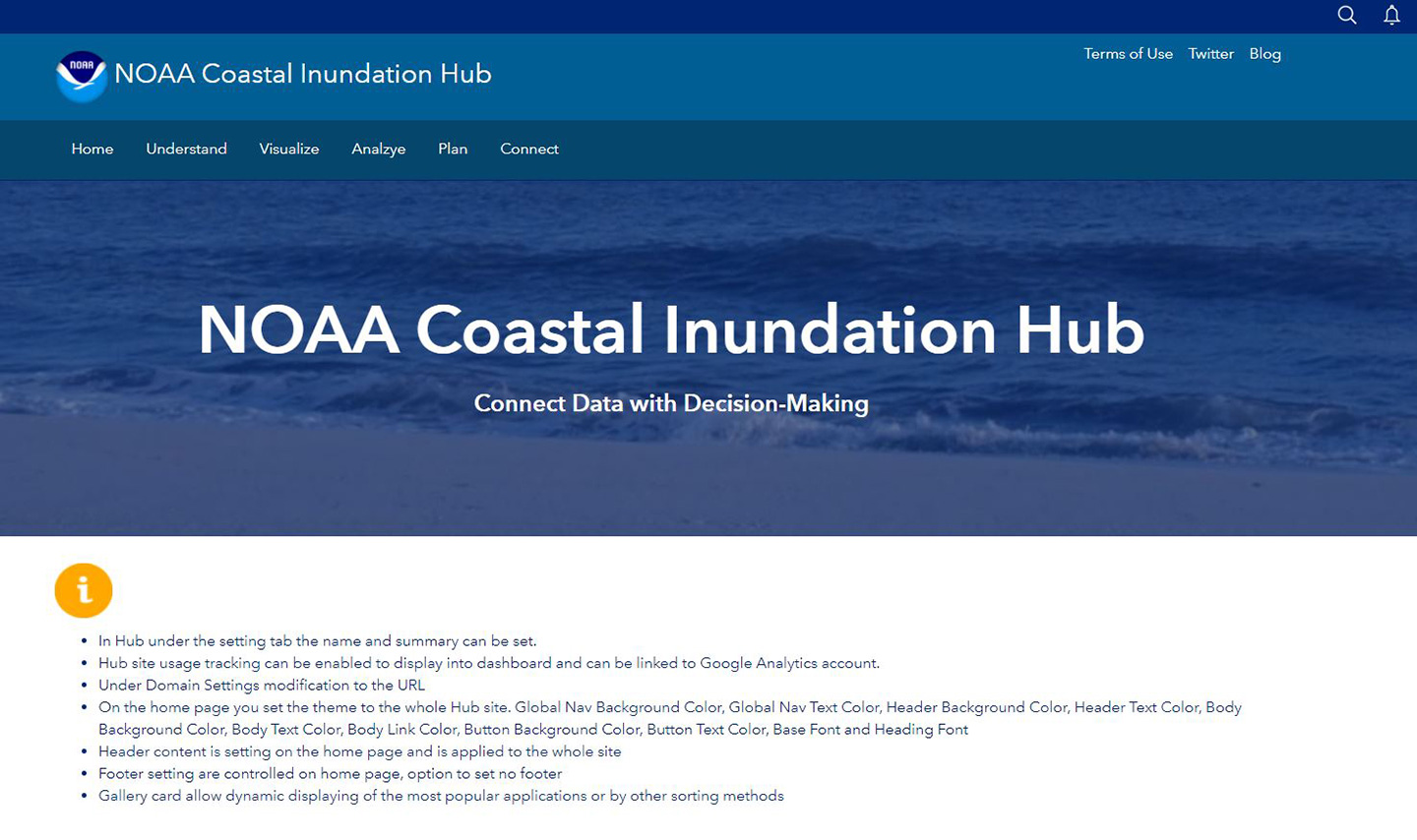 NOAA Coastal Inundation Esri Hub Prototype. Image courtesy of NOAA.