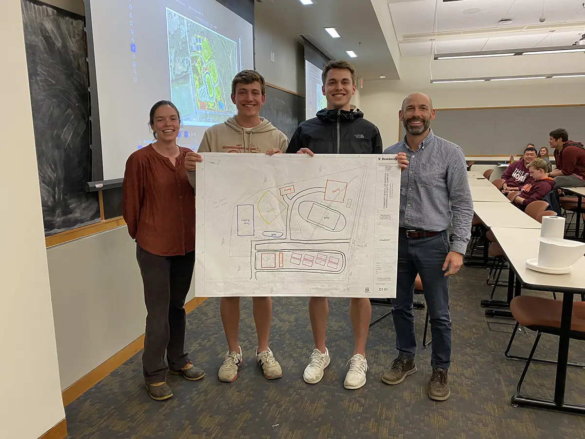 Skip Notte, pictured far right, with students at his alma mater, Virginia Tech, during a student design competition at the Virginia Tech Land Development Design Industry.