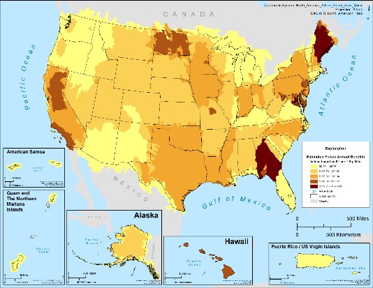 Visualization of estimated future annual benefits by region.