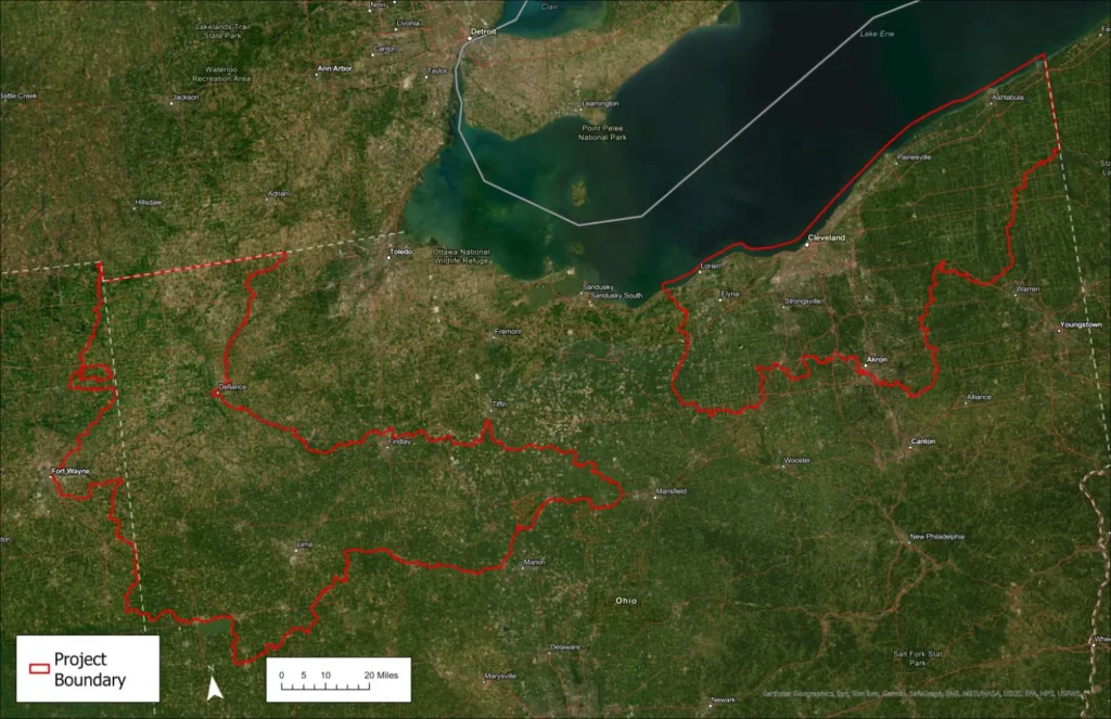 Approximately 5.2 million acres will be mapped in Ohio.
