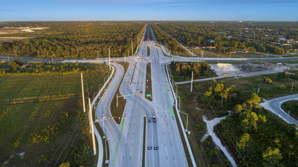 Aerial shot of State Road 82 and Daniels Parkways/Gunnery Road intersection. Photo courtesy of Mark Gall Photography.