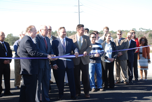 The ribbon cutting ceremony featured Greater Orlando Aviation Authority Chairman of the Board Frank Kruppenbacher, Lake County Commissioner Welton Cadwell, Orange County Commissioner Scott Boyd, and Osceola County Commissioner Fred Hawkins, Jr.