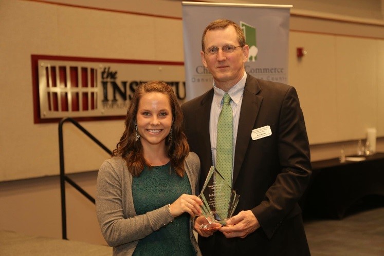 Leslie Barksdale with Danville Pittsylvania Chamber of Commerce Chair Bert Eades