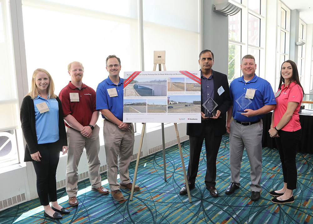 Emily Kuntz, Mark Brewer, Ross Burhouse, VDOT Project Manager Sanjeev Suri, Steve Kuntz, and Beth Patrizzi. Photo courtesy of VDOT.