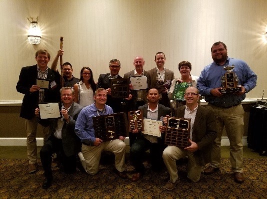 The Triangle chapter left the CRC Awards Banquet with numerous awards, including Chapter CRC History Display, Golden Apple Award, and the Lamp of Knowledge Award, August 2017.