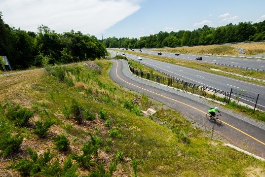 The W&OD Trail was grade separated through the Route 9 interchange to improve pedestrian and bicycle safety and traffic flow for motorists.