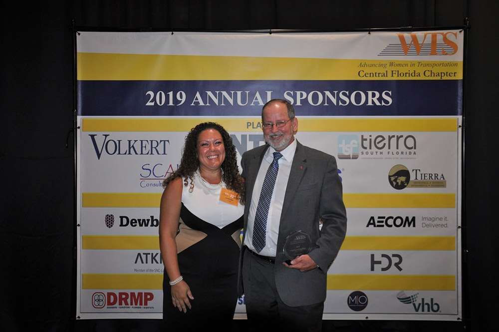 Kevin Knudsen with WTS Central Florida Chapter President Christina Colon. Photos courtesy of WTS.