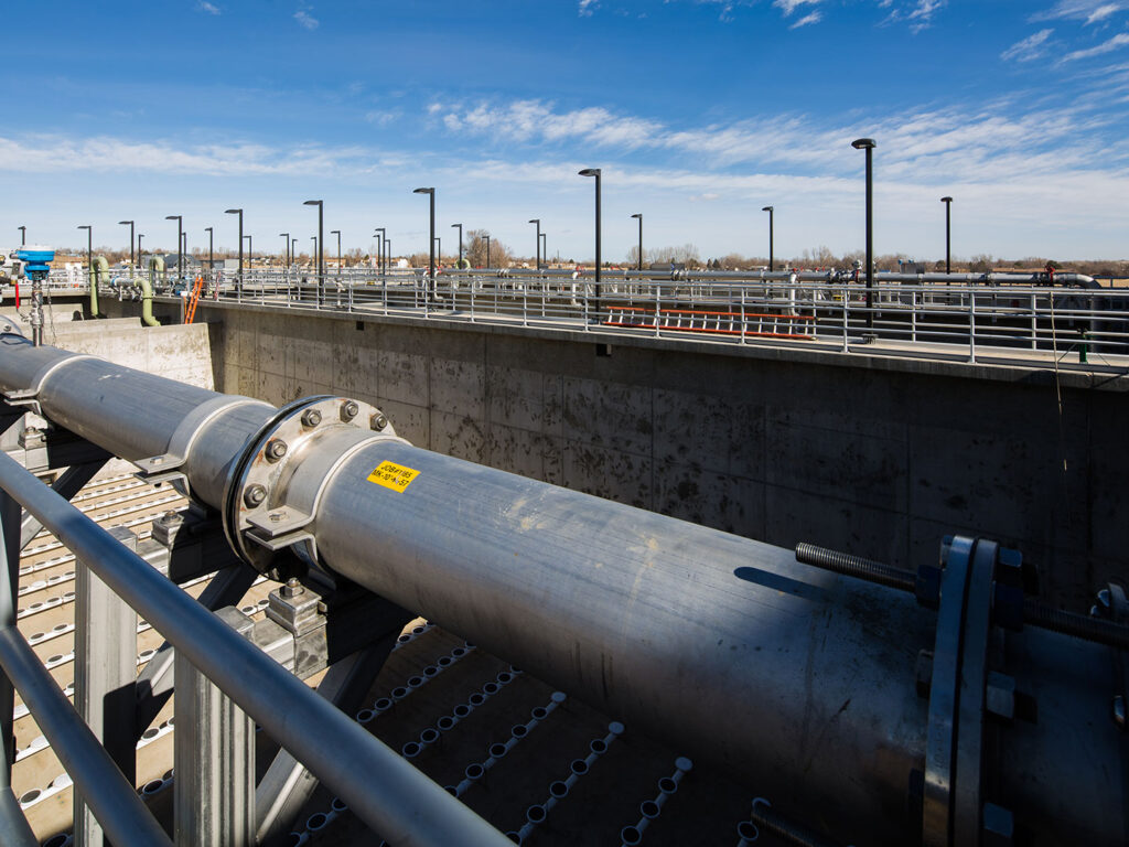 The WWTP upgrades include aeration basins capable of performing biological nutrient removal. Photo courtesy of Dewberry. Dave Huh, photographer.