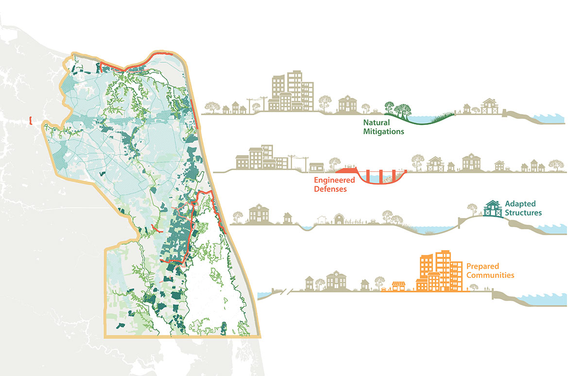The plan defines various resilience strategies to help protect the region from the impacts of sea level rise.