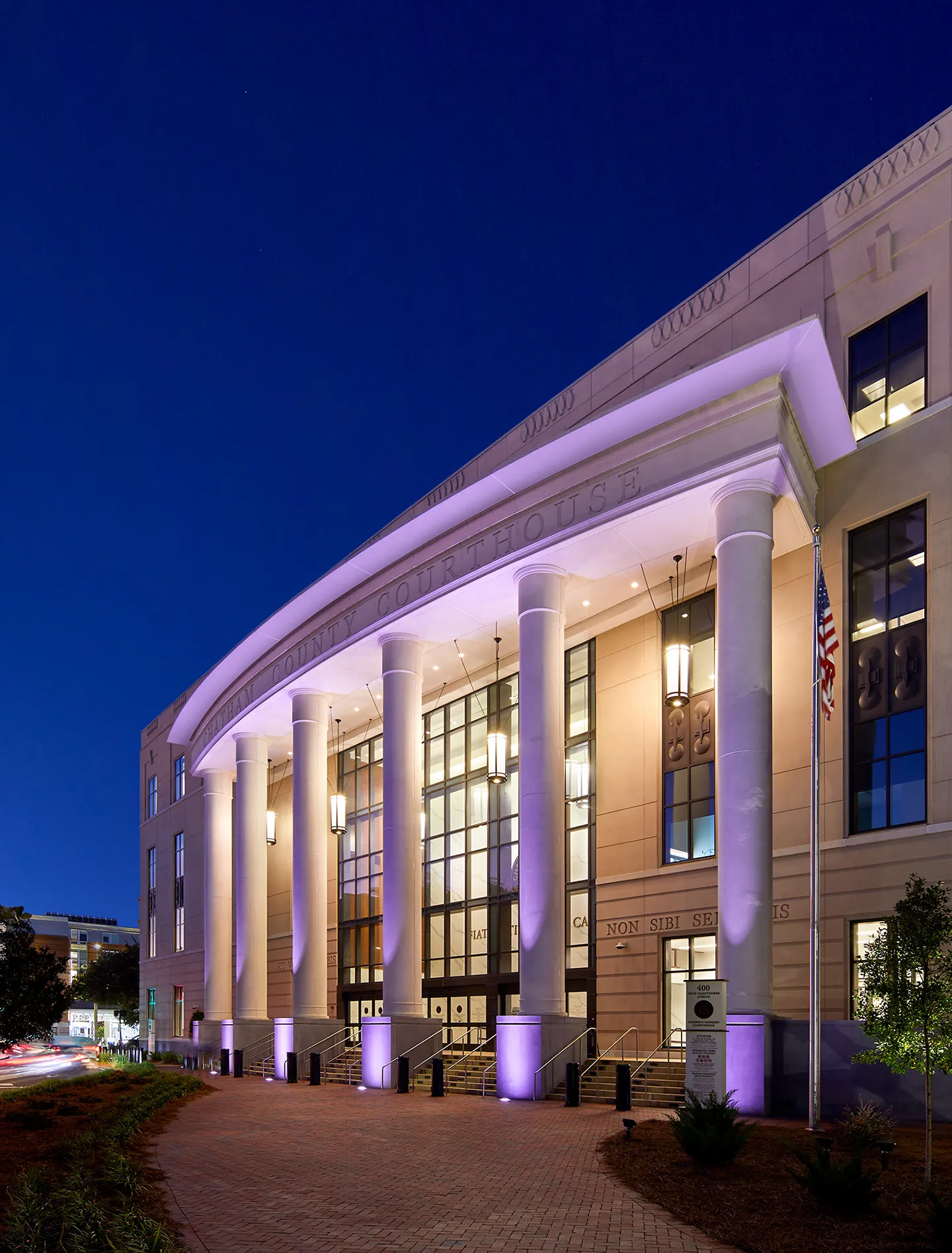 The primary driving force behind the design of the Chatham County Courthouse was restoring the original fabric of the Oglethorpe plan as much as possible.