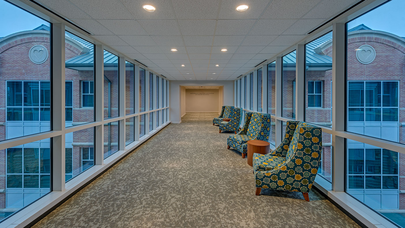 The addition features a skybridge that connects families from the treatment rooms to the 20 new bedrooms.