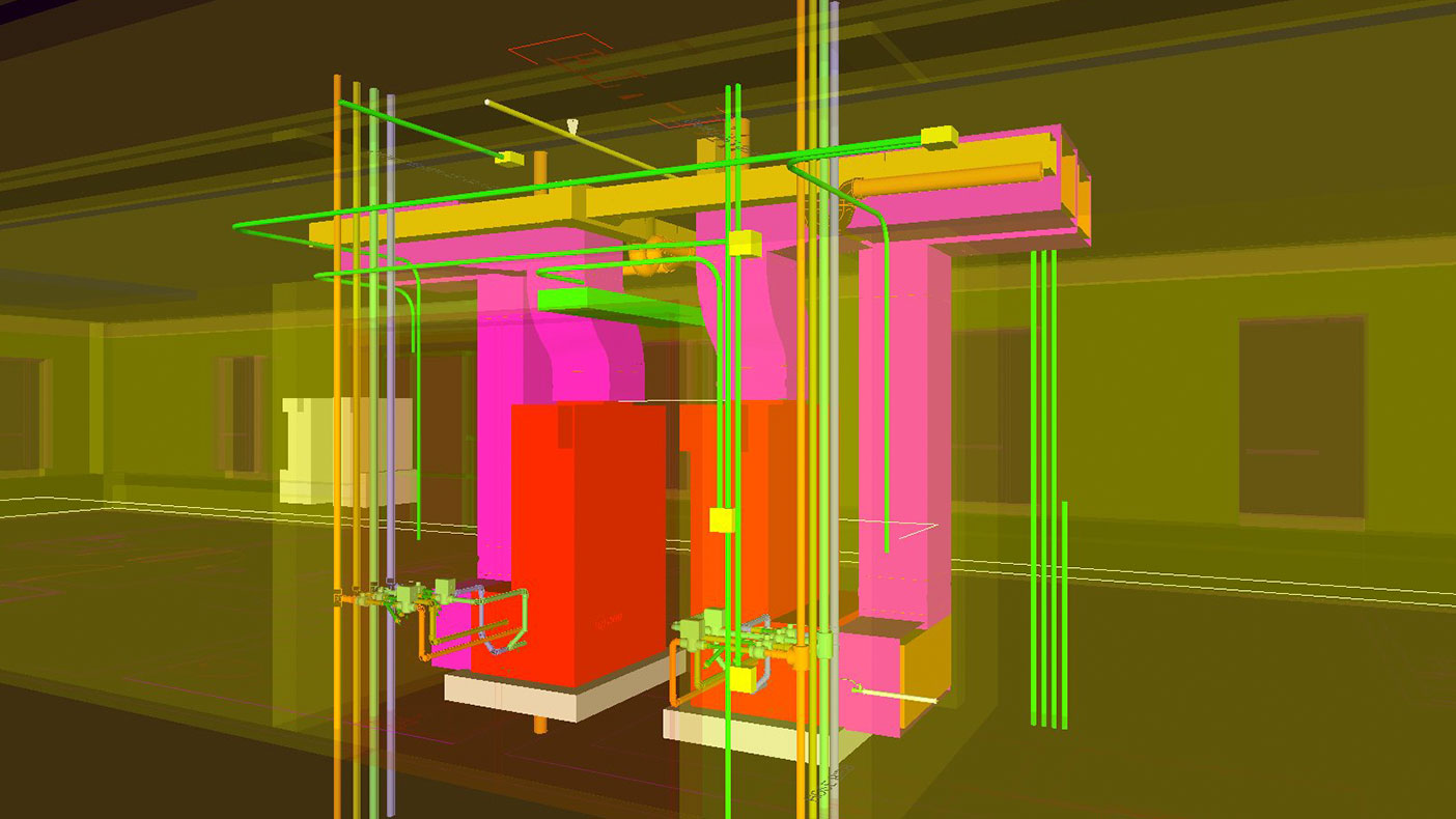 When we learned there was not going to be enough space to maintain vertical air handling units for the suites, we issued a 3-D model of the proposed mechanical room to address the design.