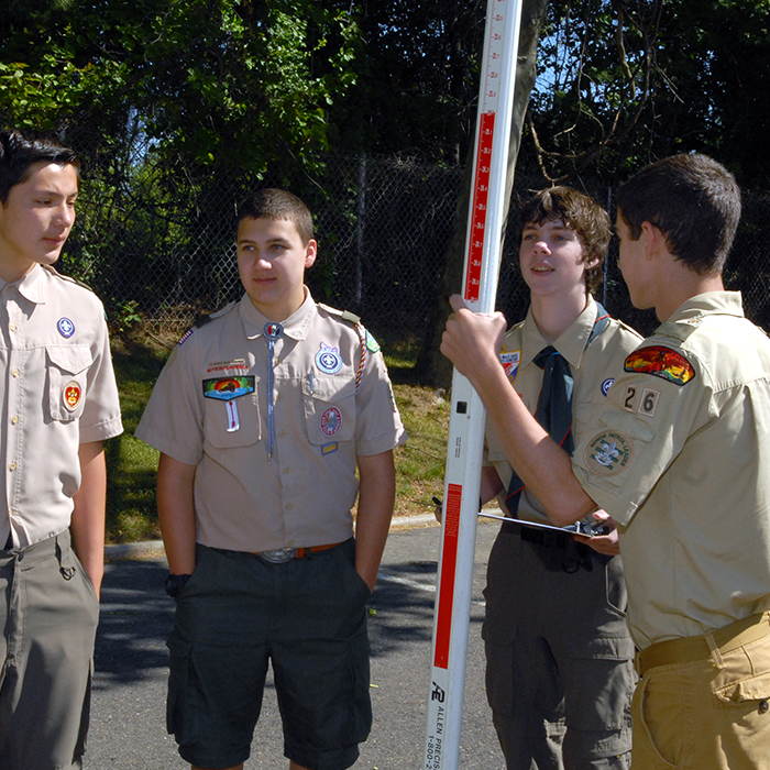 Scouts earn surveying merit badge.