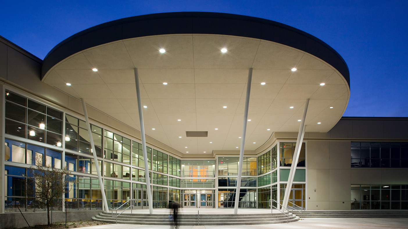 The outdoor pavilion is frequently used for student programs, speakers, and celebrations.